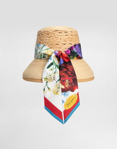 Šešir Dolce & Gabbana Dolce & Gabbana Raffia Floral-Print Ribbon Hat Bež | FH676AGDDBUS9000, 3