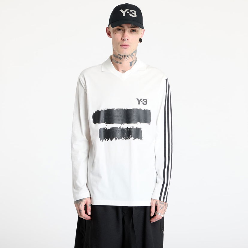 Polo majica Y-3 Graphic Logo Long Sleeve Top Bijela | JM3233