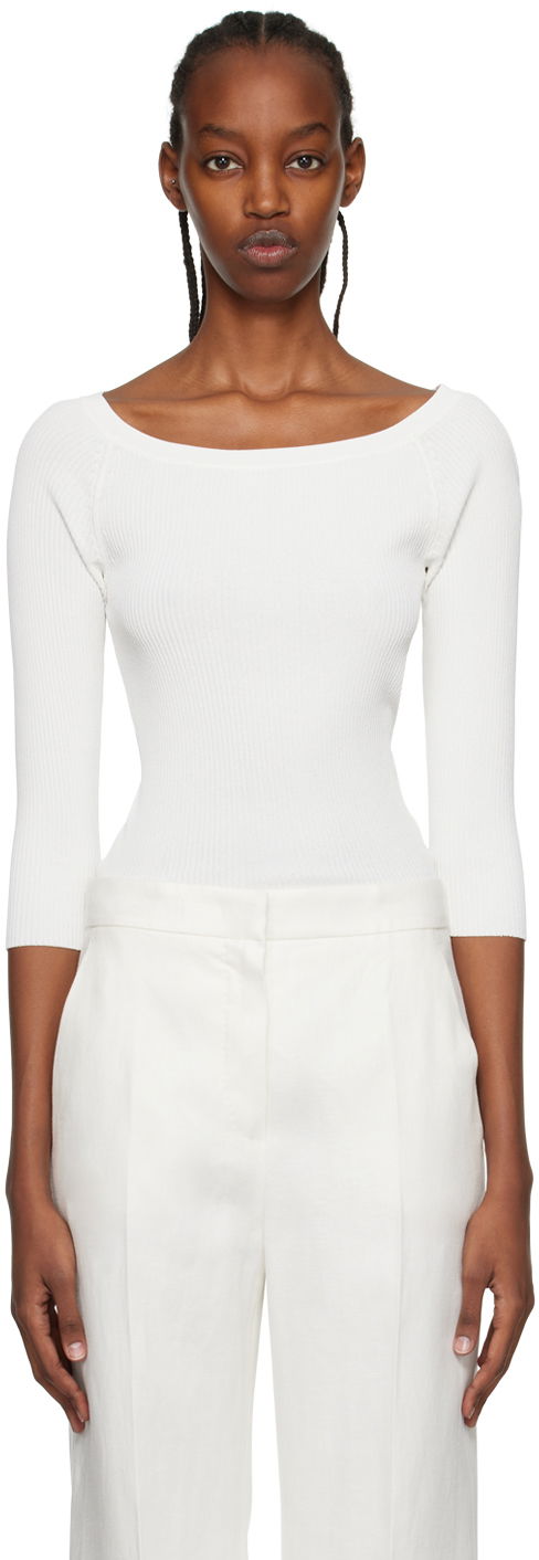 Majica bez rukava Max Mara Max Mara Saturno Long Sleeve T-Shirt Bijela | 2313610632600 MM12121