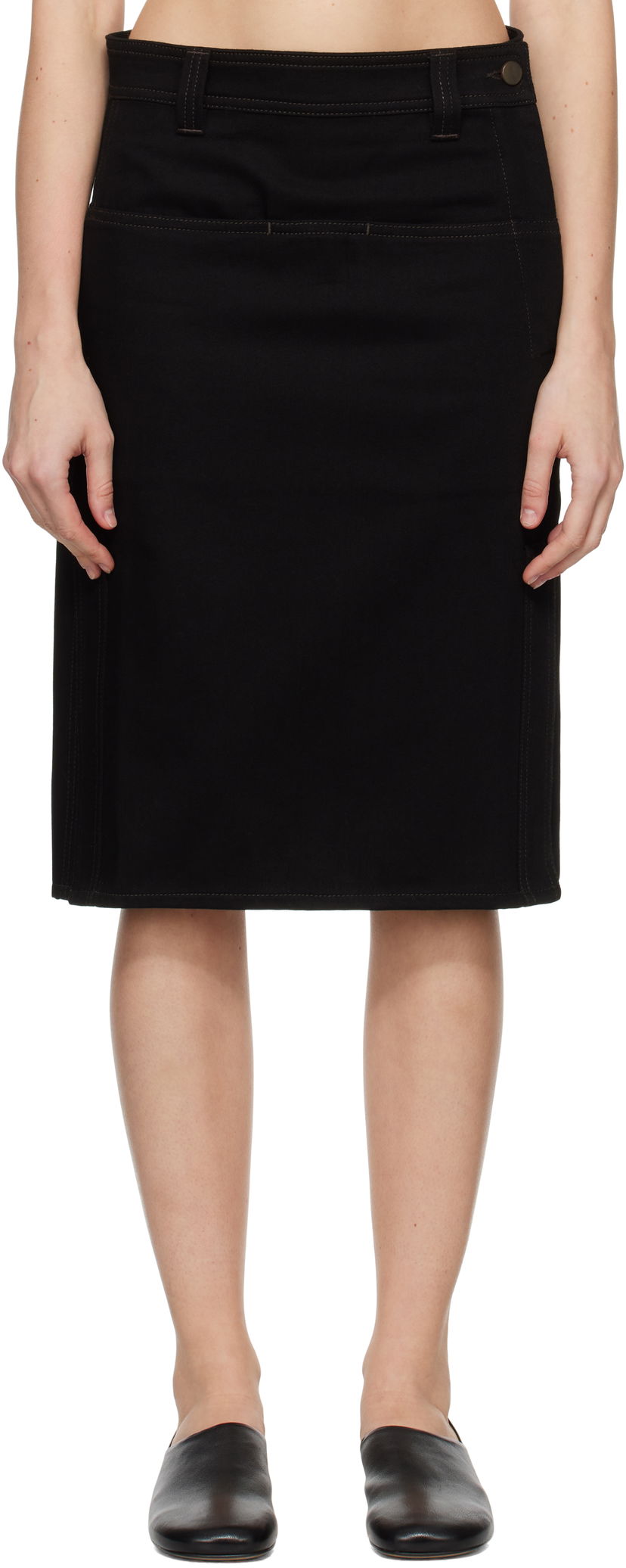 Suknja LEMAIRE Straight Denim Midi Skirt Crna | SK1040 LD1004