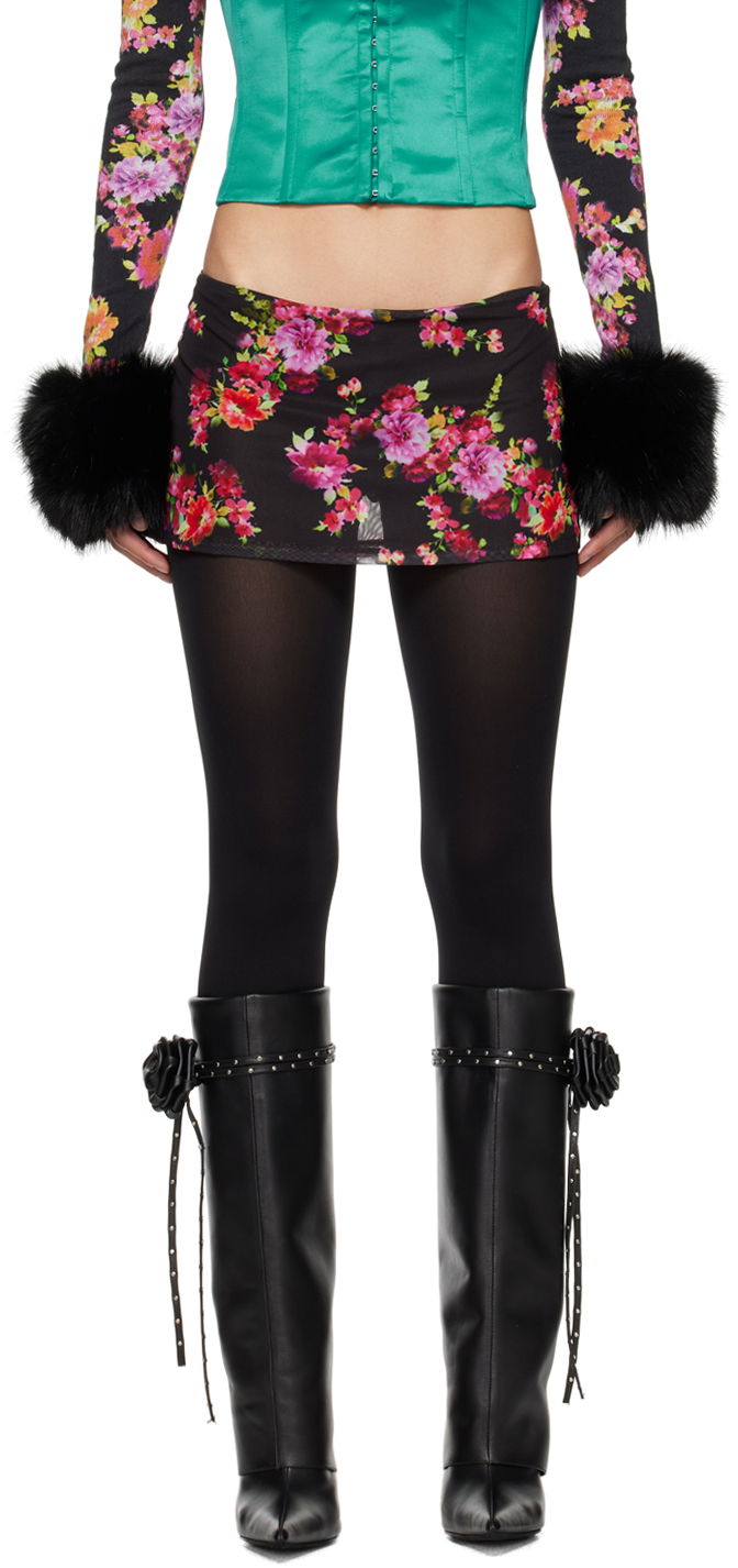 Suknja GUIZIO Guizio Floral Print Mini Skirt Crna | R24318K027
