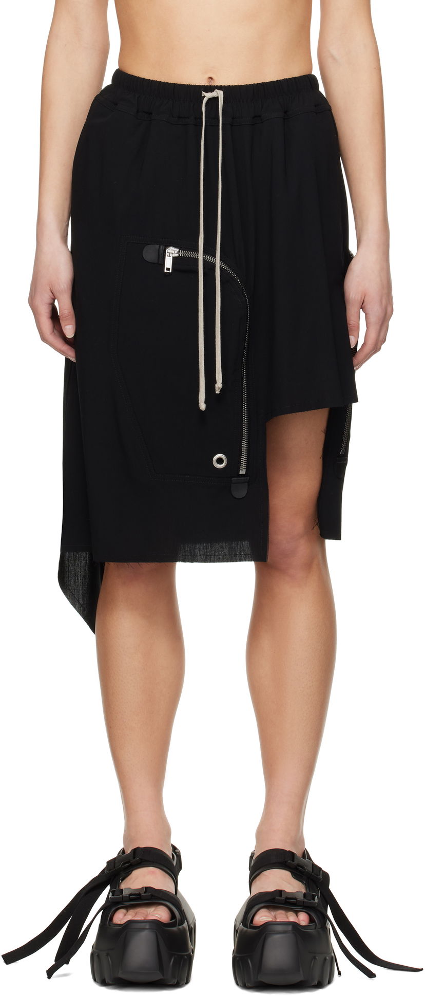 Kratke hlače Rick Owens Rick Owens Black Hollywood Dracca Midi Skirt Crna | RP01E7341 WLP