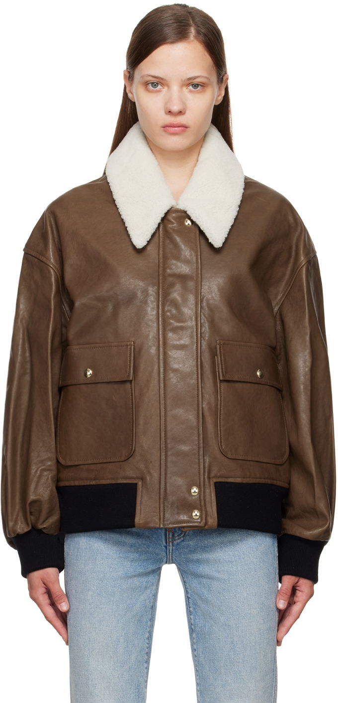 Jakna Khaite Brown 'The Shellar' Leather Jacket Smeđa | 6075729