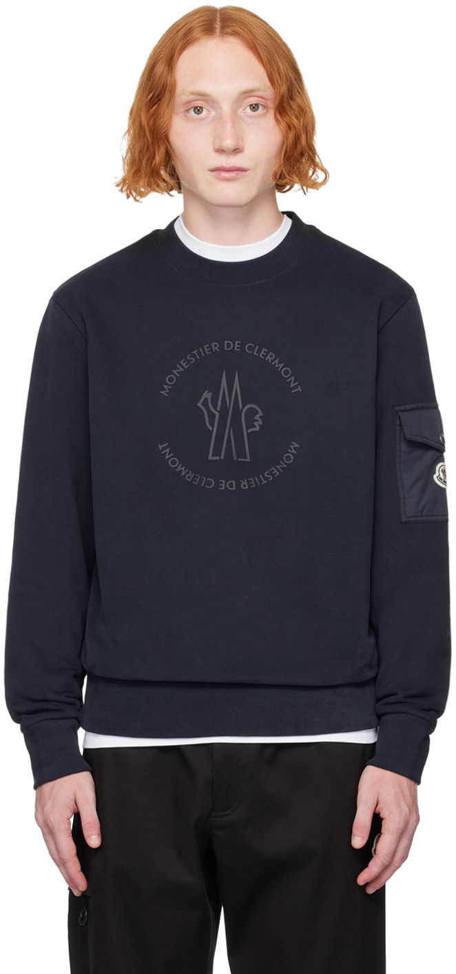 Dukserice Moncler Navy Bonded-Logo Sweatshirt Tamnoplava | J20918G0003589AHE