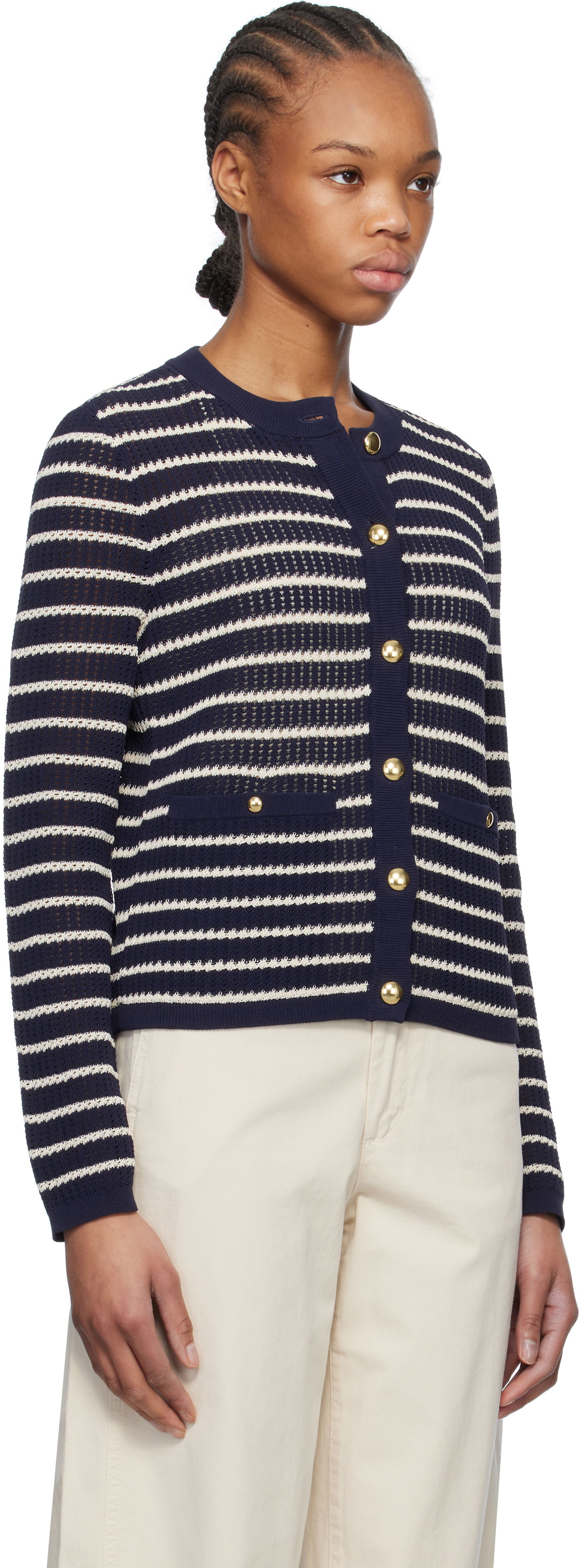 Džemper rag & bone rag & bone Viola Stripe Cardigan Tamnoplava | WAS24S042TG42, 1