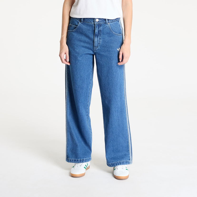 Jeans adidas Originals Adicolor Denim 3 Stripes Wide-Leg Track Pants Plava | JD2574
