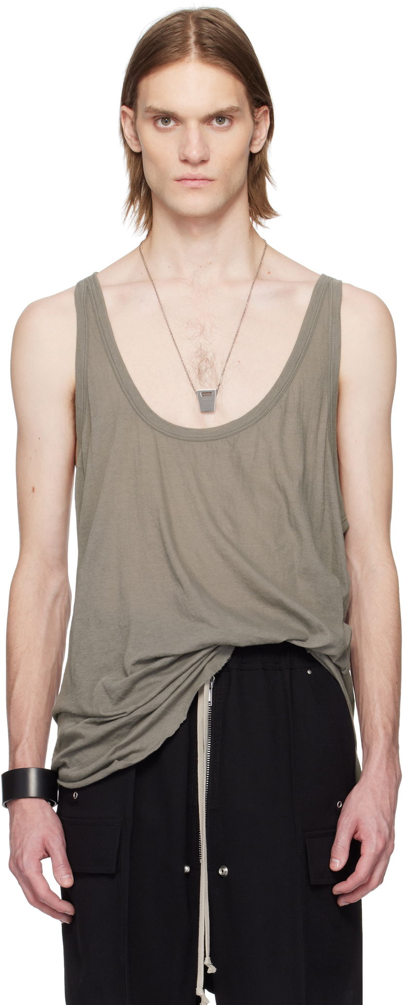Majica bez rukava Rick Owens Rick Owens Hollywood Low Cut Tank Top Zelena | RR01E5101 UC