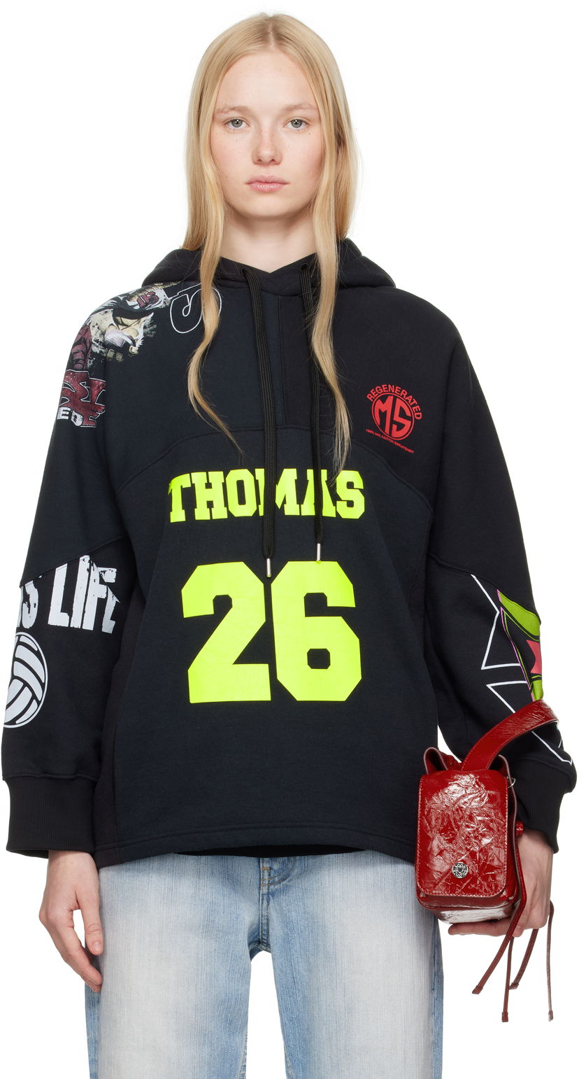 Dukserice Marine Serre Marine Serre Regenerated Graphic Hoodie Crna | UST025A UJER0007