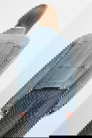 Jakna VETEMENTS VETEMENTS Cut-Up Fitted Denim Jacket Plava | UH76DJ660LB3, 2