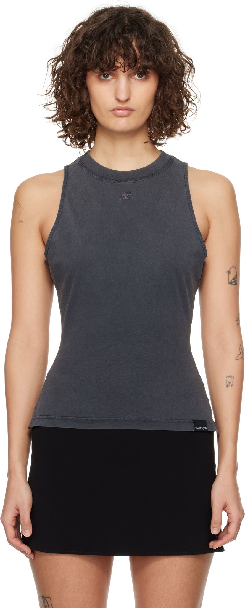 Majica bez rukava Courrèges Courrèges Fitted Stonewashed Tank Top Siva | 125JDE094JS0110