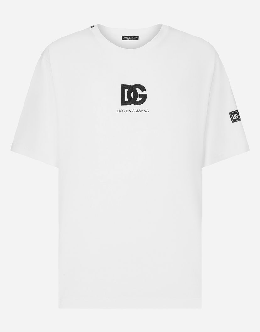 Majica kratkih rukava Dolce & Gabbana Short-sleeved T-shirt With Dg Logo Patch Bijela | G8PN9ZG7M2FW0800
