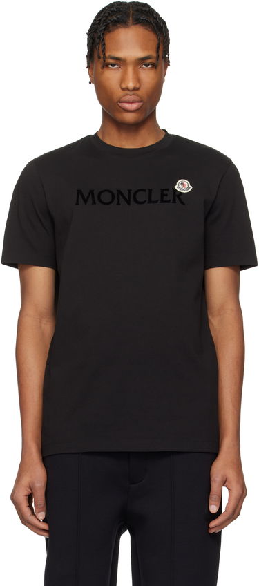 Majica kratkih rukava Moncler Moncler Flocked Logo Cotton T-Shirt Crna | K10918C000758390T, 0