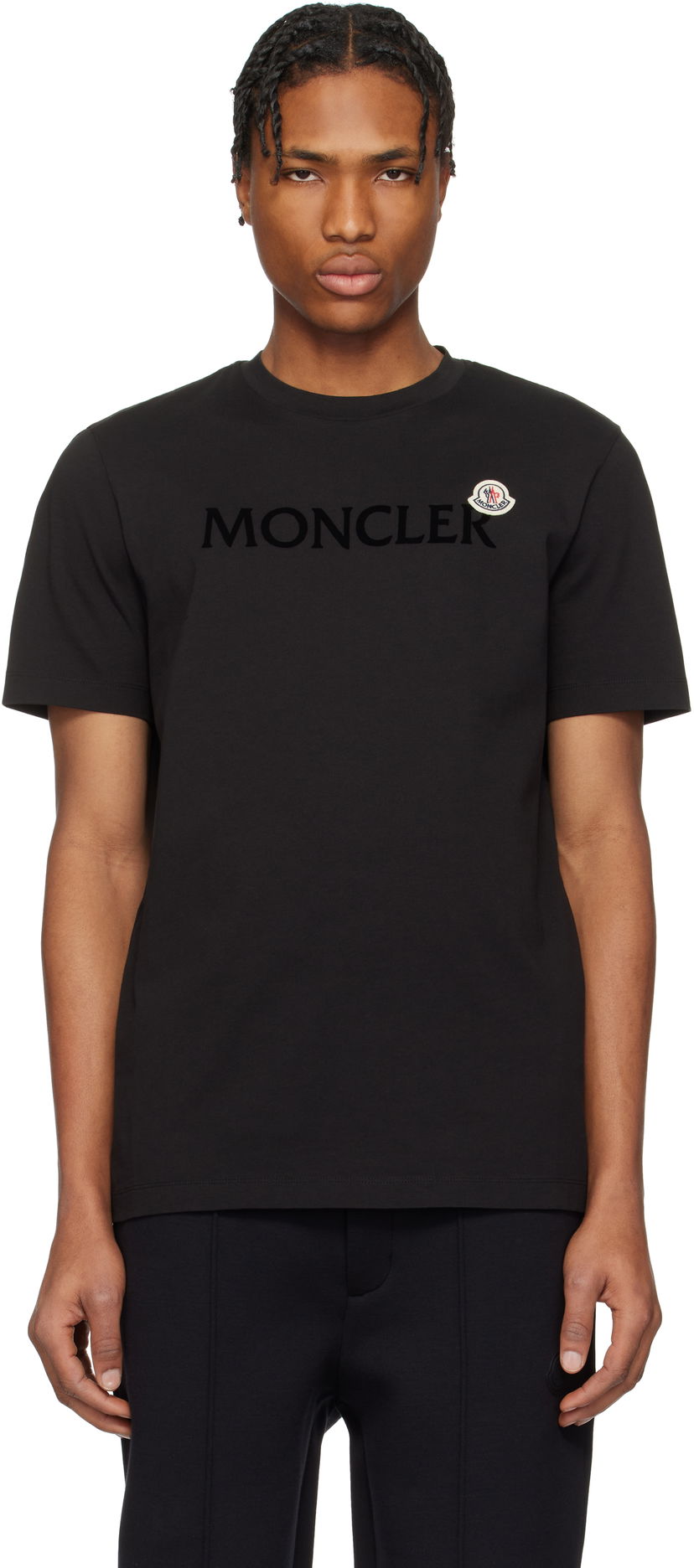 Majica kratkih rukava Moncler Moncler Flocked Logo Cotton T-Shirt Crna | K10918C000758390T