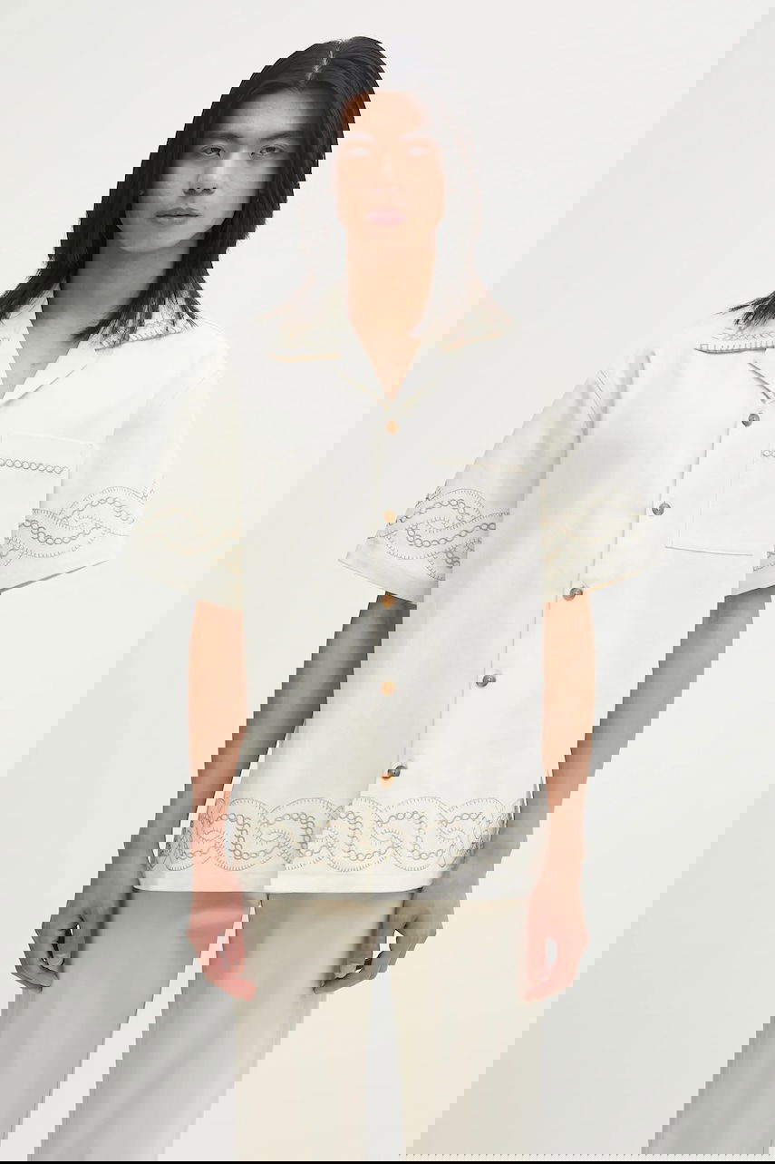 Košulja Drôle de Monsieur Drôle de Monsieur La Chemise BrodEe Tresses Embroidered Shirt Bijela | H.SH227.CO215, 0