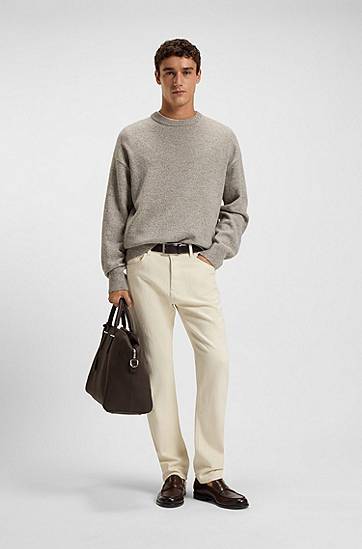 Džemper BOSS Relaxed-fit Crew-neck Virgin Wool Sweater Siva | 50550001, 1