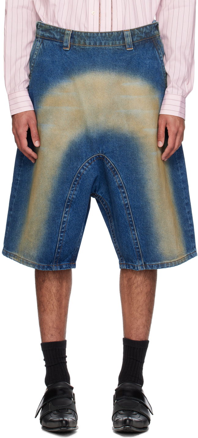 Kratke hlače Y/PROJECT Sprayed Denim Shorts Plava | 207SO001
