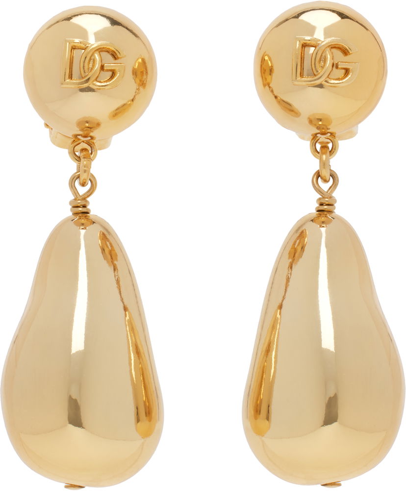 Naušnice Dolce & Gabbana Dolce & Gabbana Teardrop DG Logo Clip-on Earrings Metalik | WER2Y1 W1111