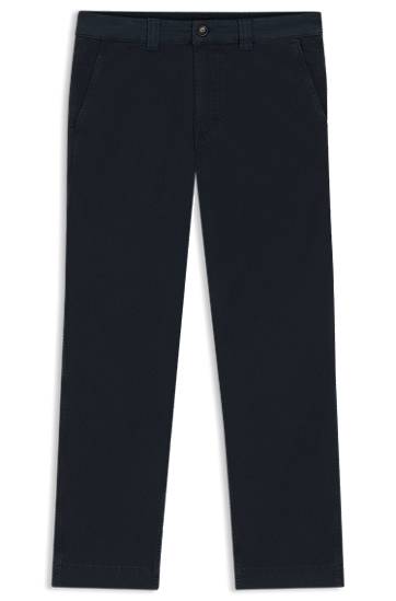 Hlače BOSS Stretch Cotton Twill Straight-Fit Trousers Tamnoplava | 50542911