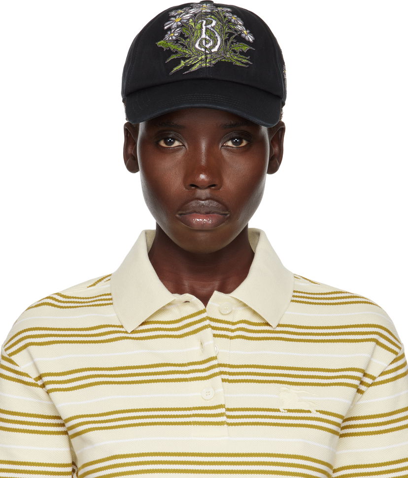 Kapa Burberry Burberry Daisy 'B' Gabardine Baseball Cap Crna | 8103762
