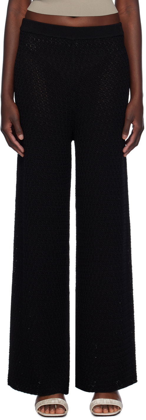 Hlače TOTEME Wide-Leg Knit Trousers Crna | 243-WRB0207-YA0040
