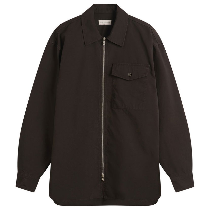 Jakna Dries Van Noten Dries Van Noten Overdyed Double Weave Cotton Shirt Jacket Smeđa | 252-020792-2101-703
