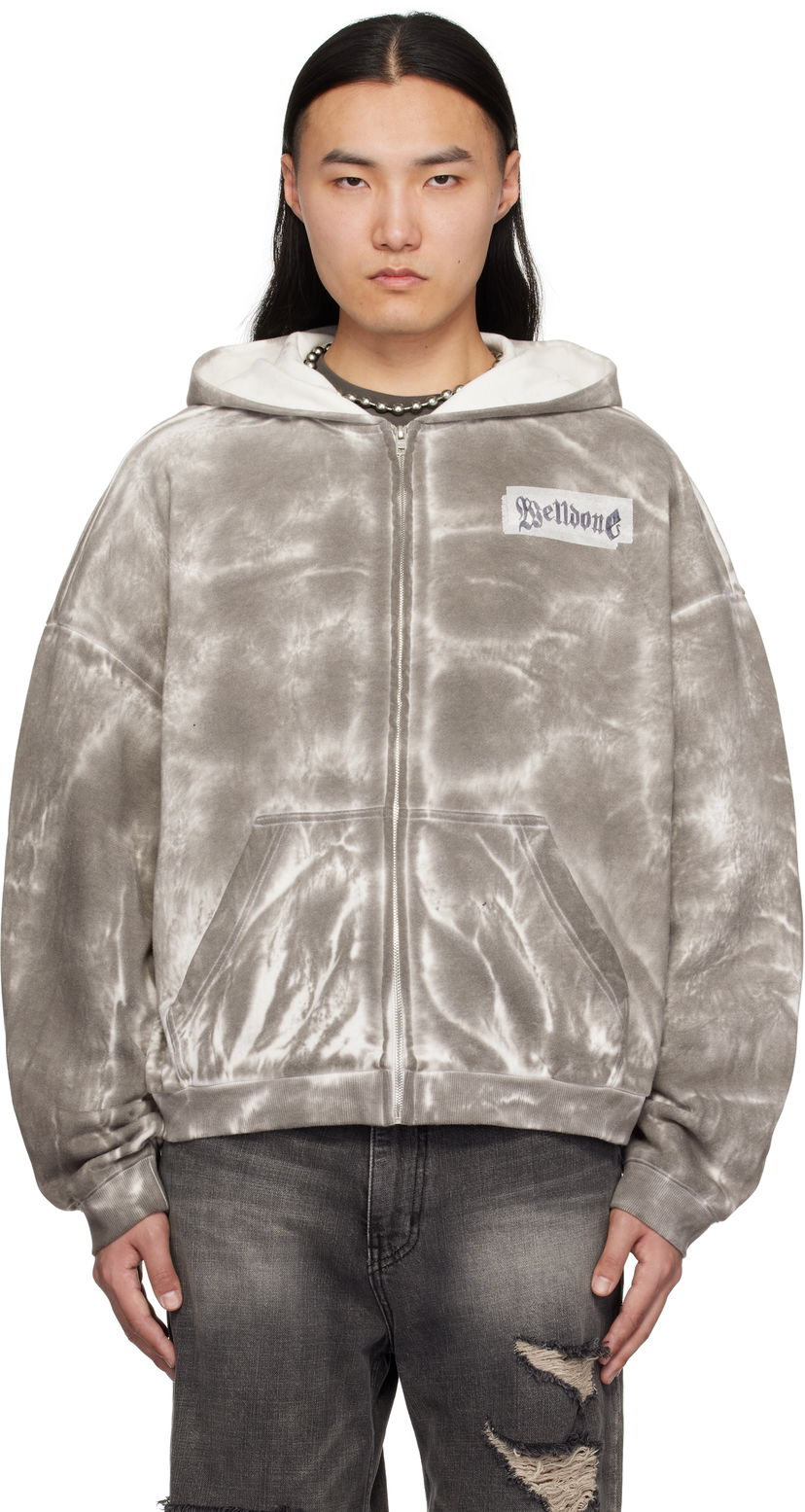 Dukserice We11done We11done Muddy Zip-Up Hoodie Siva | WD-TJ0-25-819-U-BK
