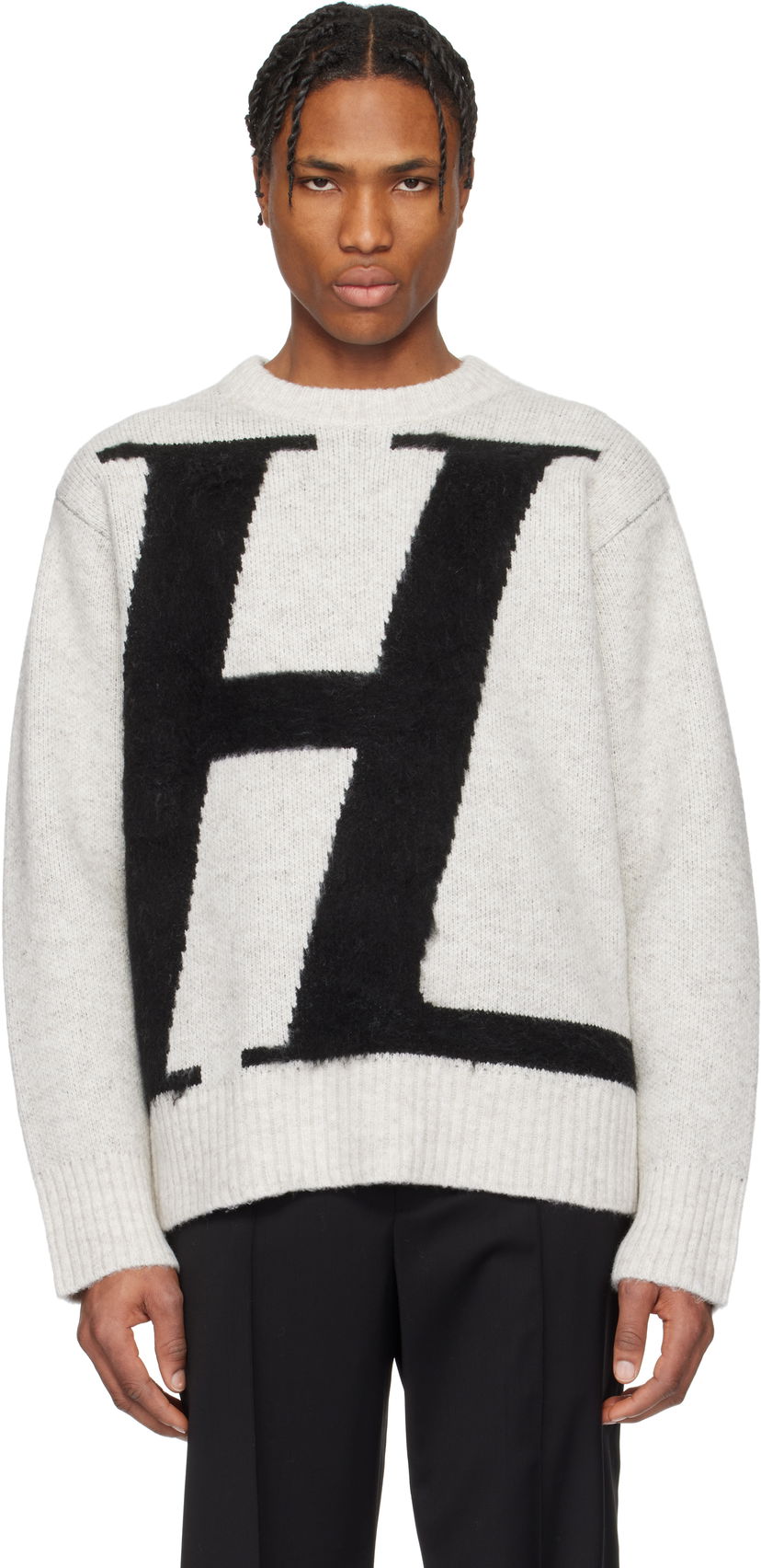 Džemper Helmut Lang Helmut Lang Brushed Logo Sweater Siva | O09HM703