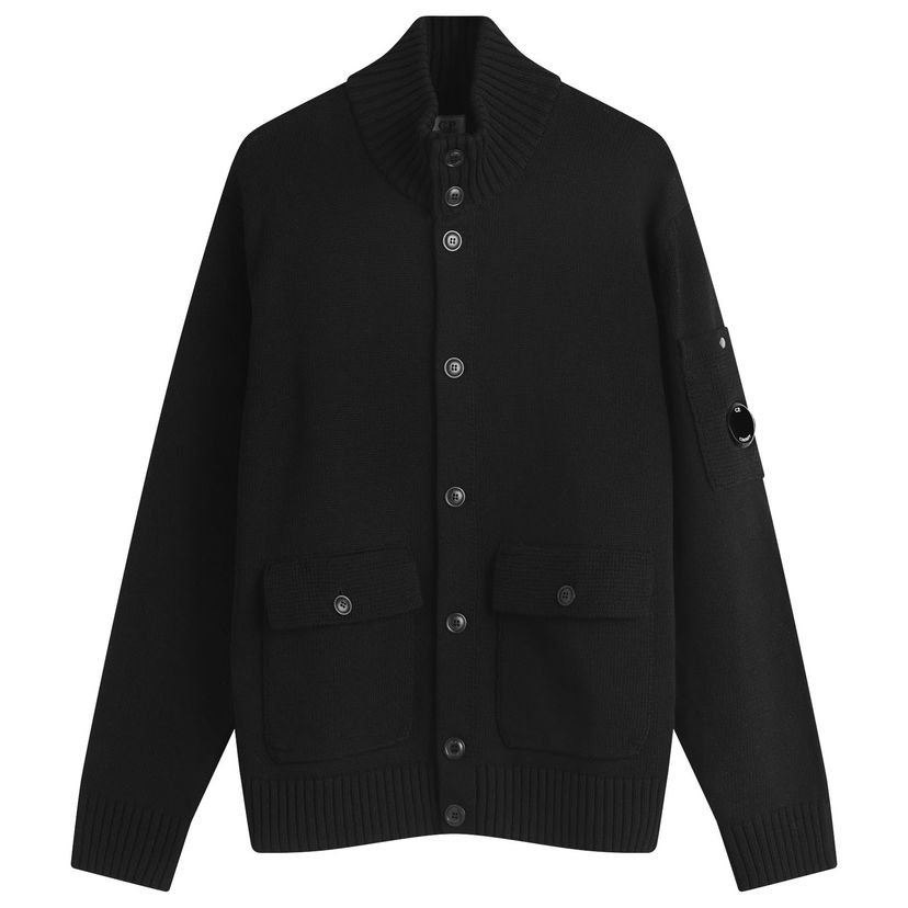 Džemper C.P. Company C.P. Company Compact Cotton Lens Knit Cardigan, Size Large Crna | 18CMKN078A-110058A-999