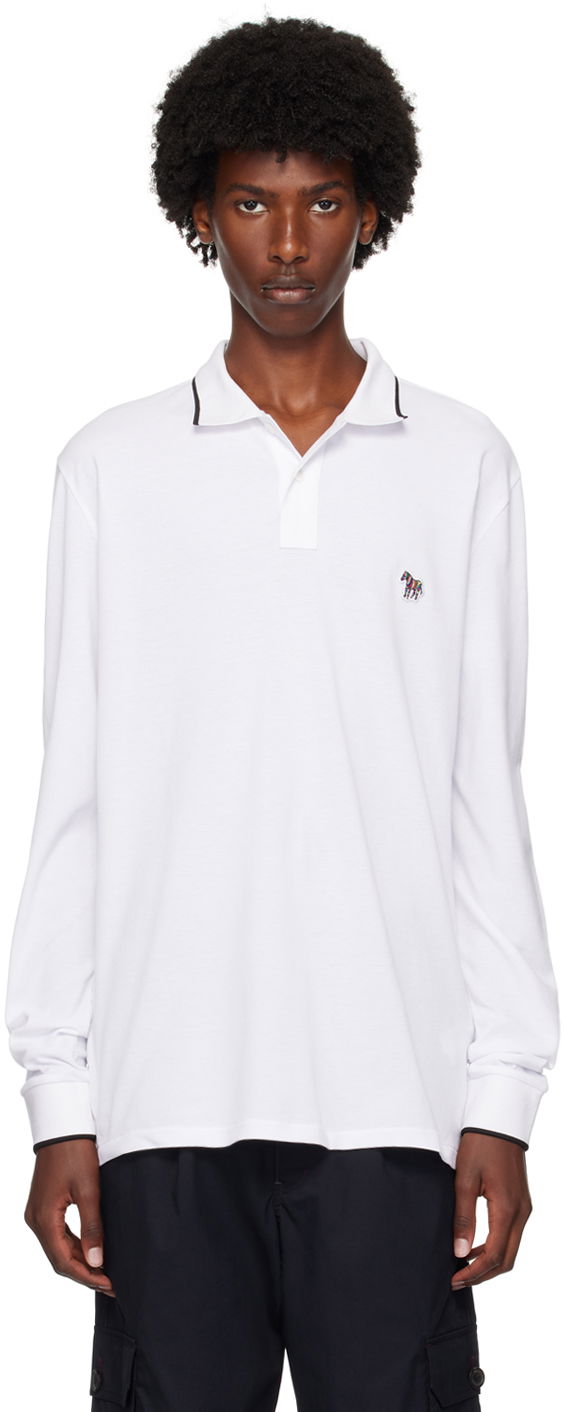 Polo majica Paul Smith PS Paul Smith Zebra Long Sleeve Polo Bijela | M2R-142MZ-N21580-01
