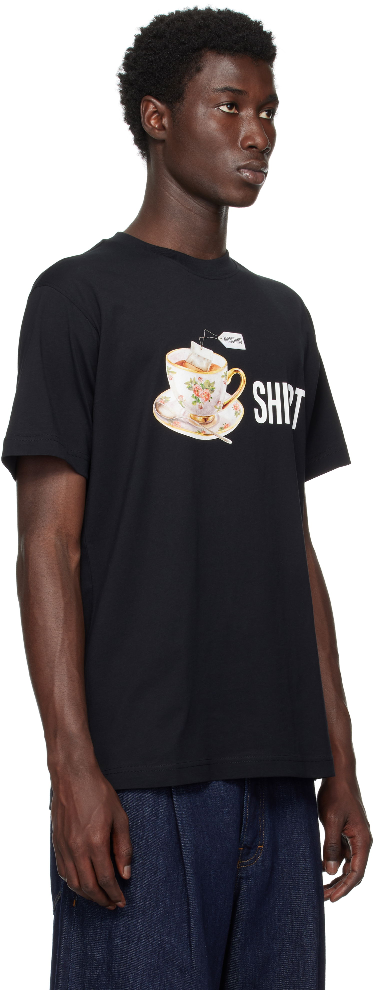 Majica kratkih rukava Moschino Moschino Teacup Print Organic Cotton T-Shirt Crna | 252ZZ072852411555, 1