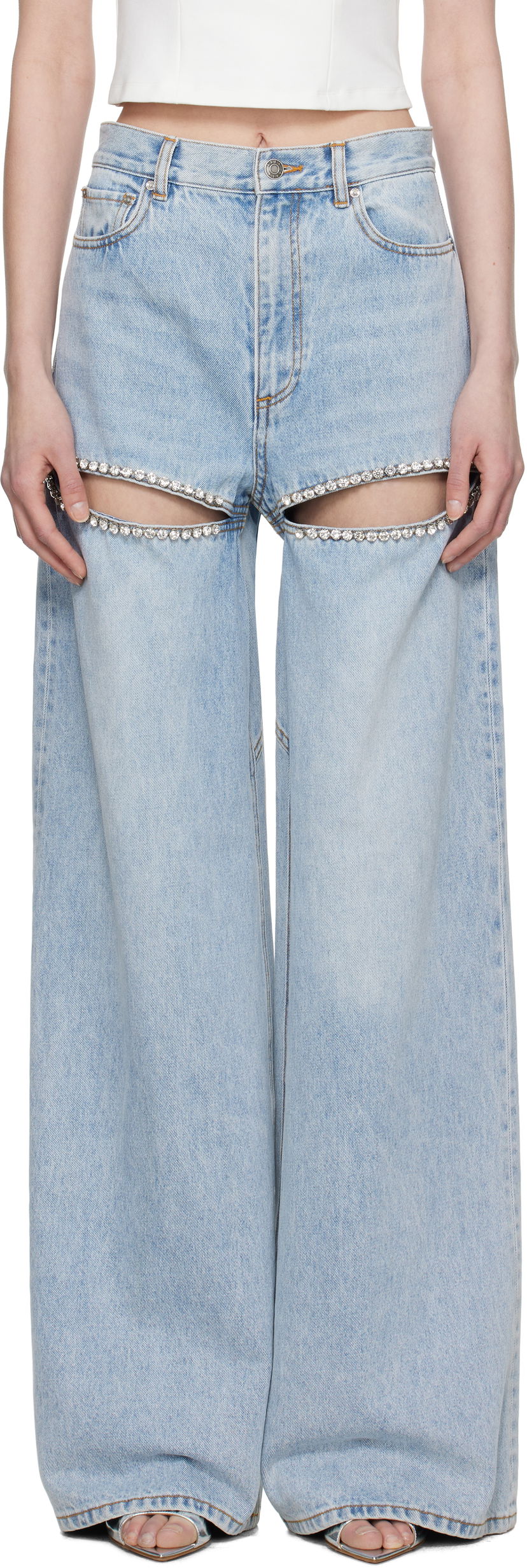 Jeans Area AREA Wide Leg Crystal Slit Jeans Plava | 0000P02213