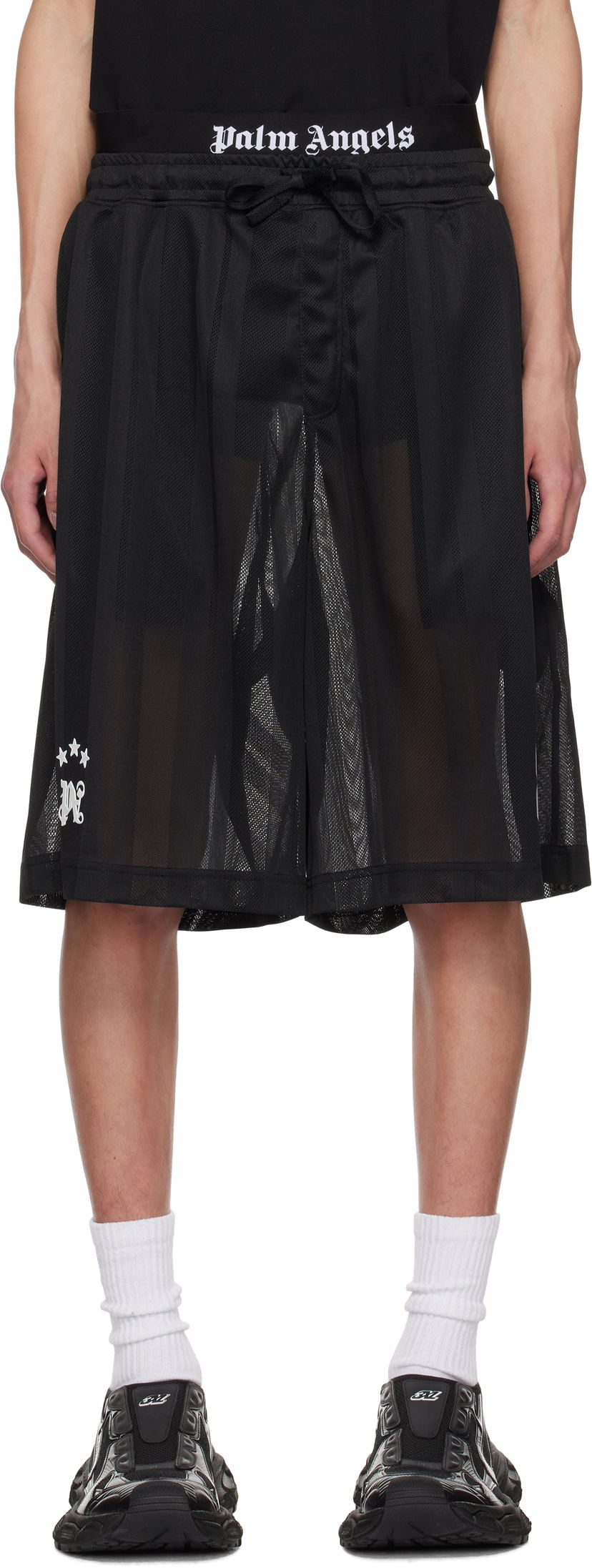 Kratke hlače Palm Angels Palm Angels Palm Sport Mesh Shorts Crna | PMCI022S25FAB0021003