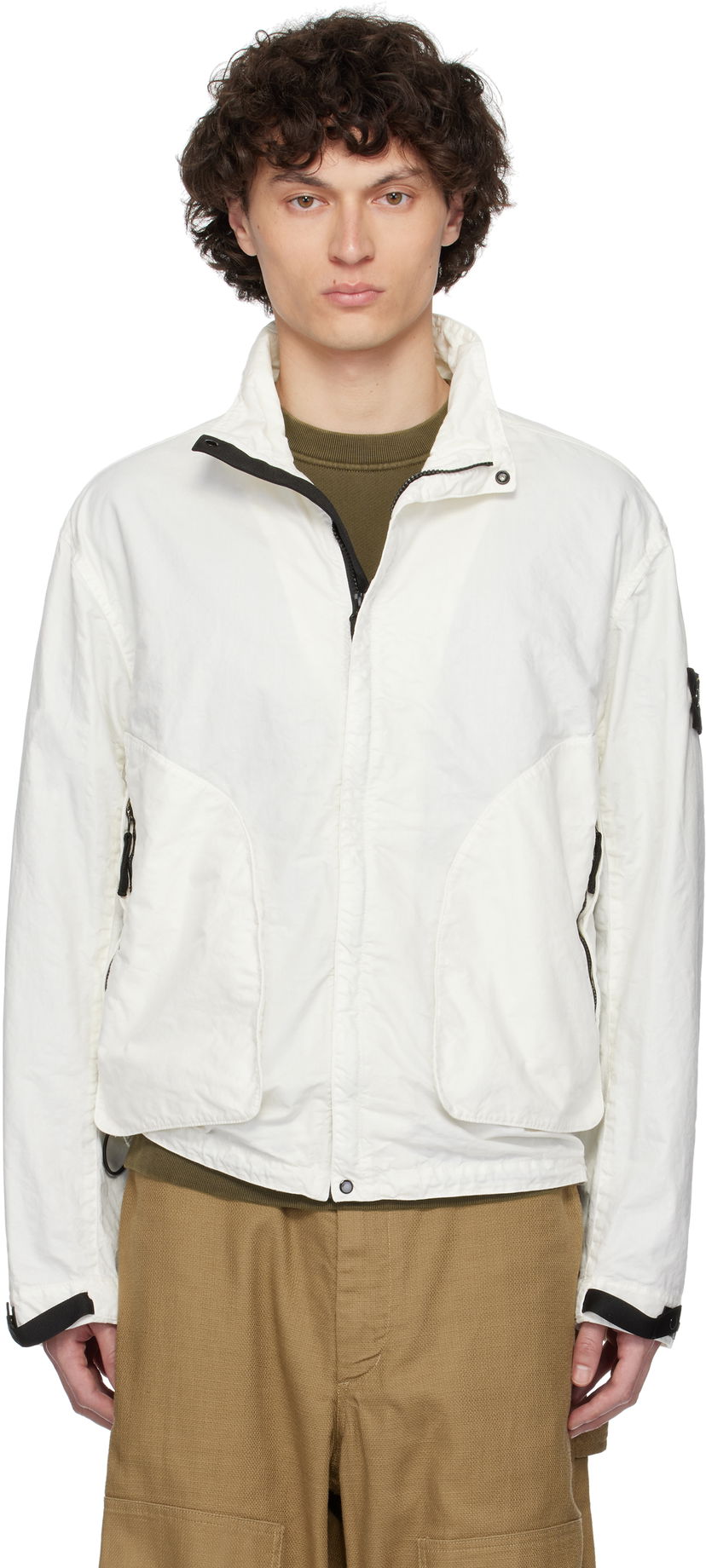 Vjetrovka Stone Island Stone Island Organic Look Nylon Panama-TC Jacket Bijela | K1S15 4100067 S0069