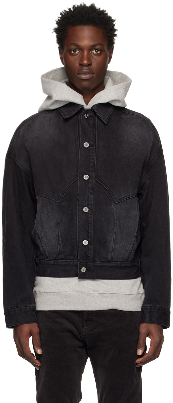 Jakna We11done We11done Relaxed-Fit Denim Jacket Crna | WD-DJ3-22-303-U-BK