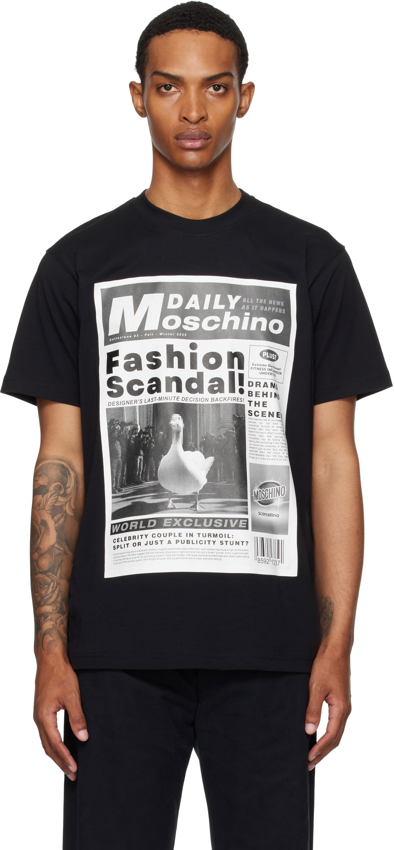 Majica kratkih rukava Moschino Moschino Daily Newspaper Graphic Tee Crna | 252ZZ072452411555, 0