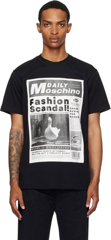 Majica kratkih rukava Moschino Moschino Daily Newspaper Graphic Tee Crna | 252ZZ072452411555, 0