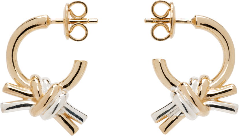 Naušnice Bottega Veneta Bottega Veneta Knot Gold & Silver Hoop Earrings Metalik | 838167 V507D