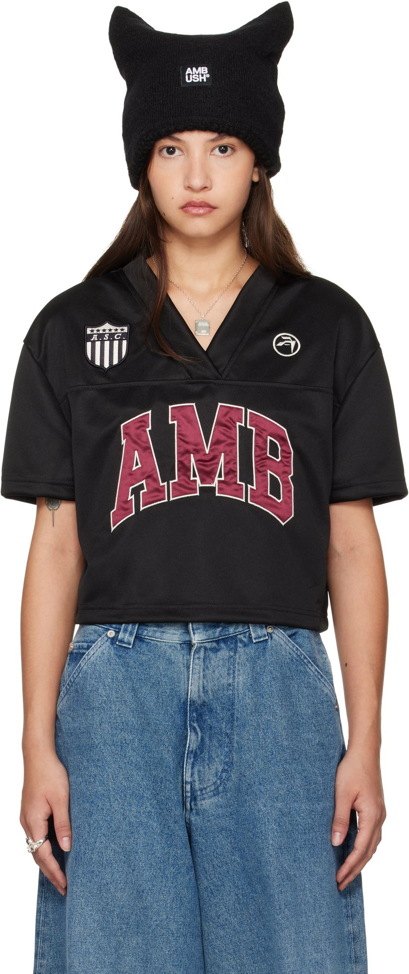 Crop top Ambush Crop T-Shirt Crna | BWBD002F24JER0011028
