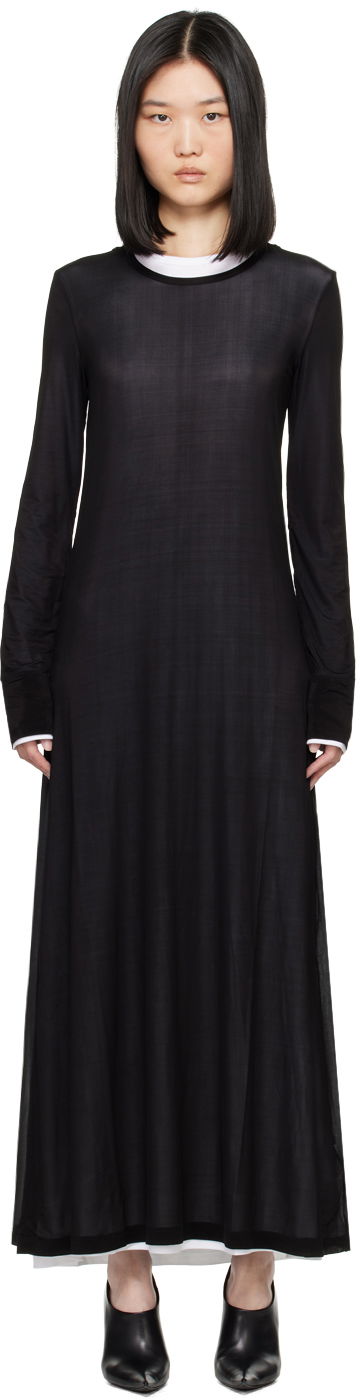Haljina Helmut Lang Double Layer Maxi Dress Crna | 005HW605