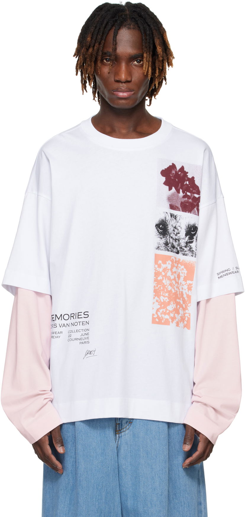 Majica kratkih rukava Dries Van Noten Dries Van Noten Long Sleeve Show T-Shirt Bijela | 251-021119-1603