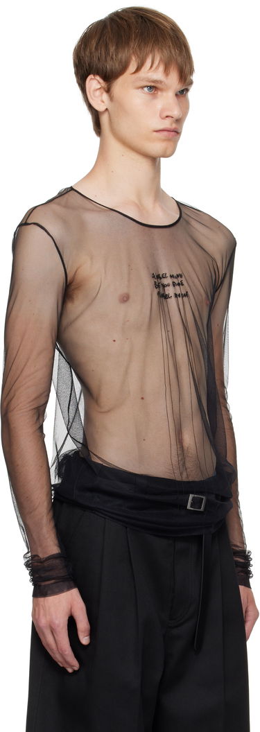 Majica kratkih rukava Ann Demeulemeester Ann Demeulemeester 'Angel Divine' Sheer Long Sleeve T-Shirt Crna | B0013163-FA585-099, 1