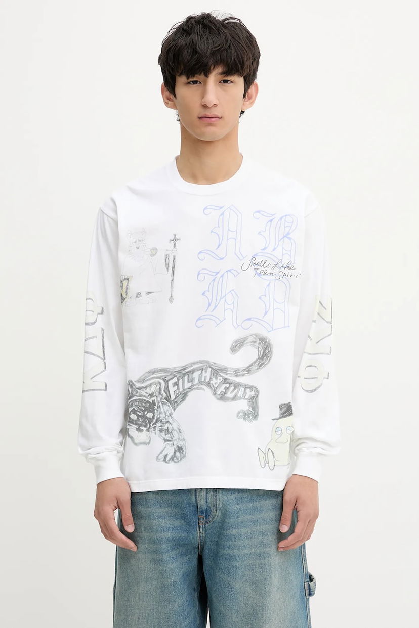 Majica kratkih rukava Neighborhood NEIGHBORHOOD Long Sleeve Graphic T-Shirt Bijela | 251PCNH.LT09