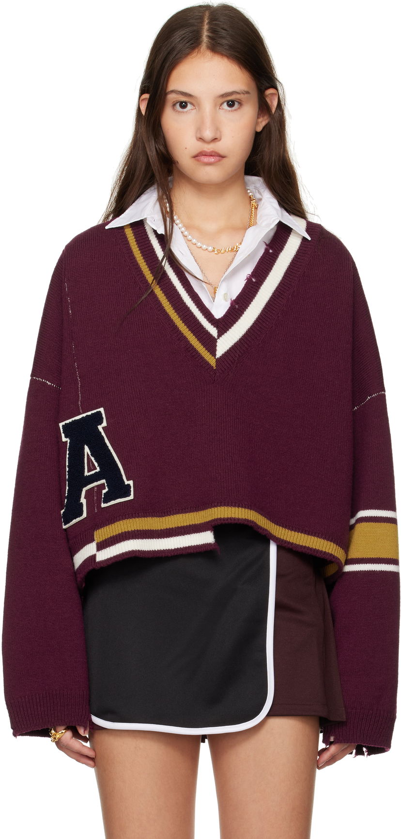 Džemper Ambush Damaged Rib V-Neck Sweater Ljubičasta | BWHD002F24KNI0012846