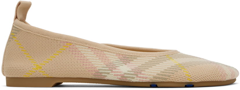 Odjeća Burberry Burberry Check Knit Ballerina Flats Bež | 8101053