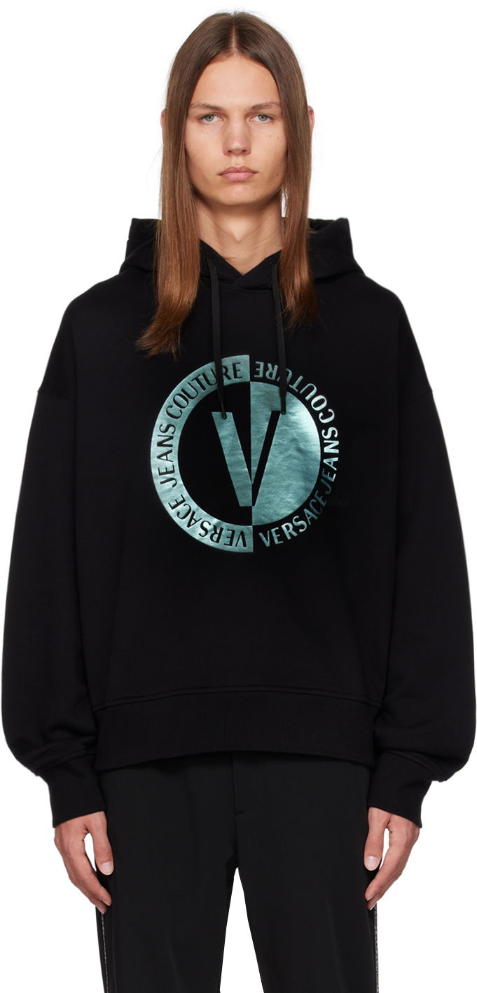 Dukserice Versace Jeans Couture V-Emblem Hoodie Crna | E75GAIF05_ECF03F, 0