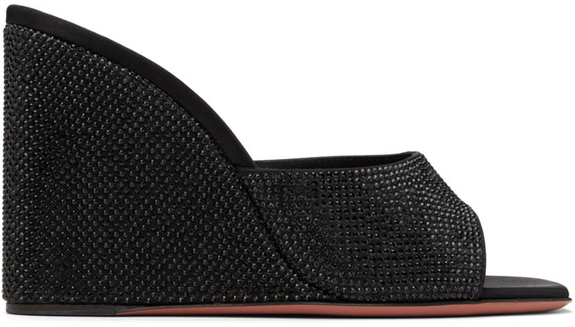 Dodaci Amina Muaddi Amina Muaddi Lupita Crystal Wedge Heeled Sandals Crna | LUPITA CRYSTAL WEDGE WEDGE SATIN