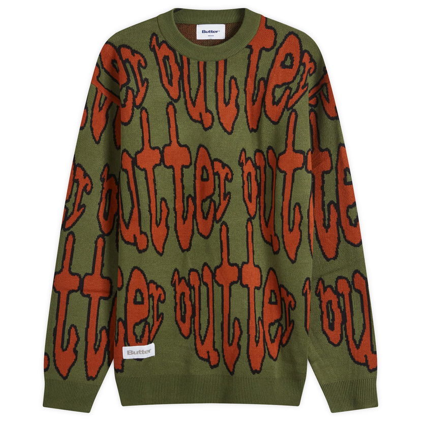 Džemper Butter Goods Green Knit Jumper with Graphic Print Zelena | BGQ4240083-FAT