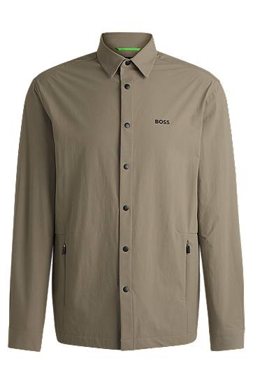 Košulja BOSS BOSS Relaxed Fit Water-Repellent Stretch Overshirt Zelena | 50533265