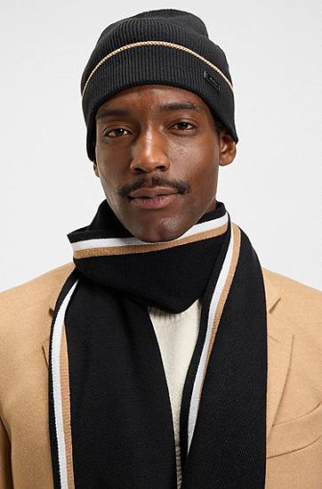 Kapica BOSS Hat and scarf gift set with stripe details Crna | 50551072, 1