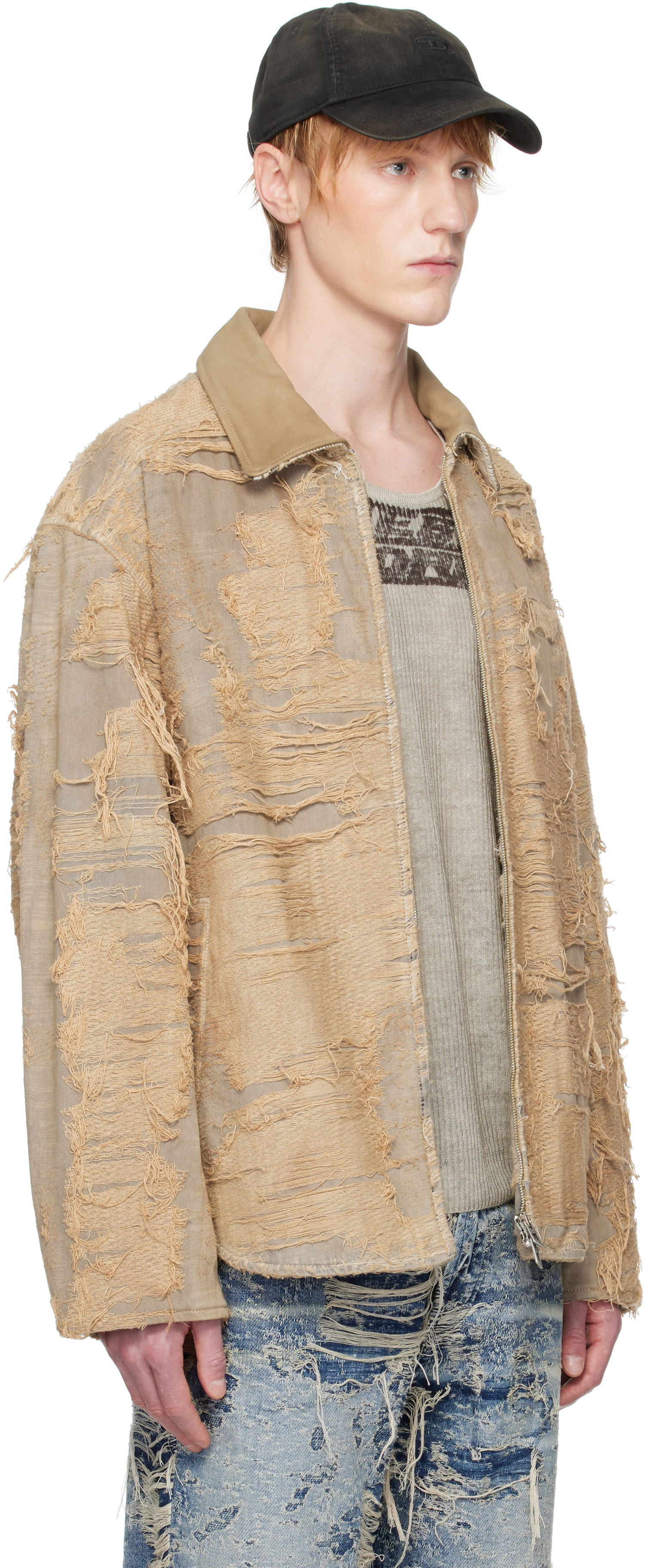 Jakna Diesel Diesel D-Ivar-Fsg Distressed Denim Jacket Bež | A18111-007AZ-33S, 1